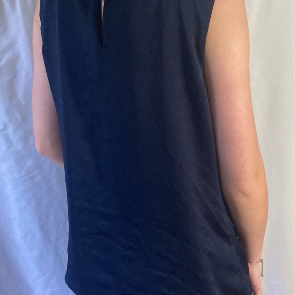 Navy Ruffle-Front Sleeveless Top - Picture 5 of 5
